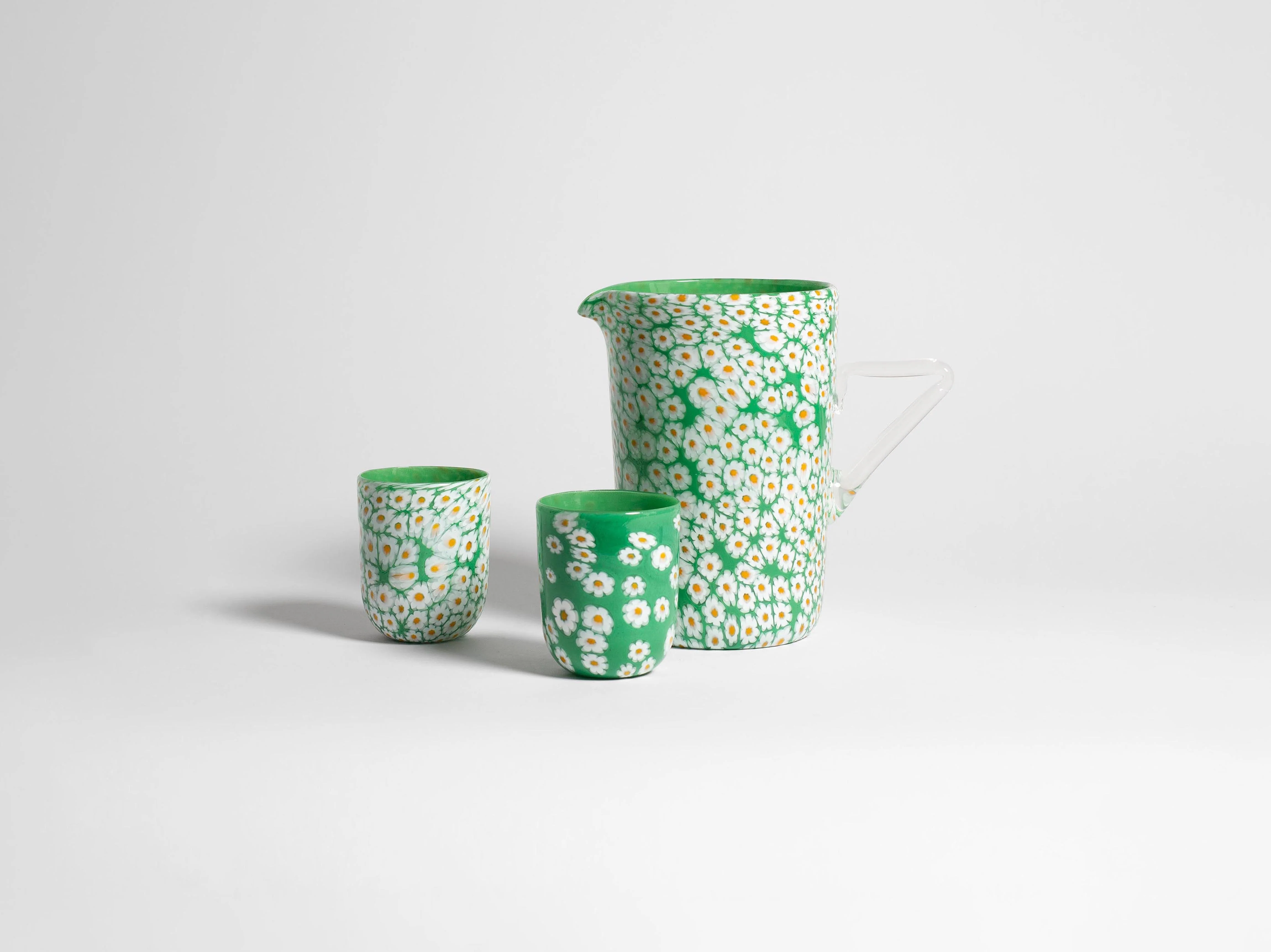 FULL MURRINA JUG IN WHITE & GREEN - Image 4
