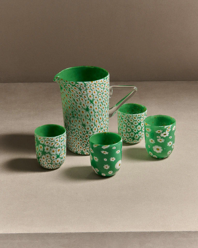 FULL MURRINA JUG IN WHITE & GREEN - Image 6