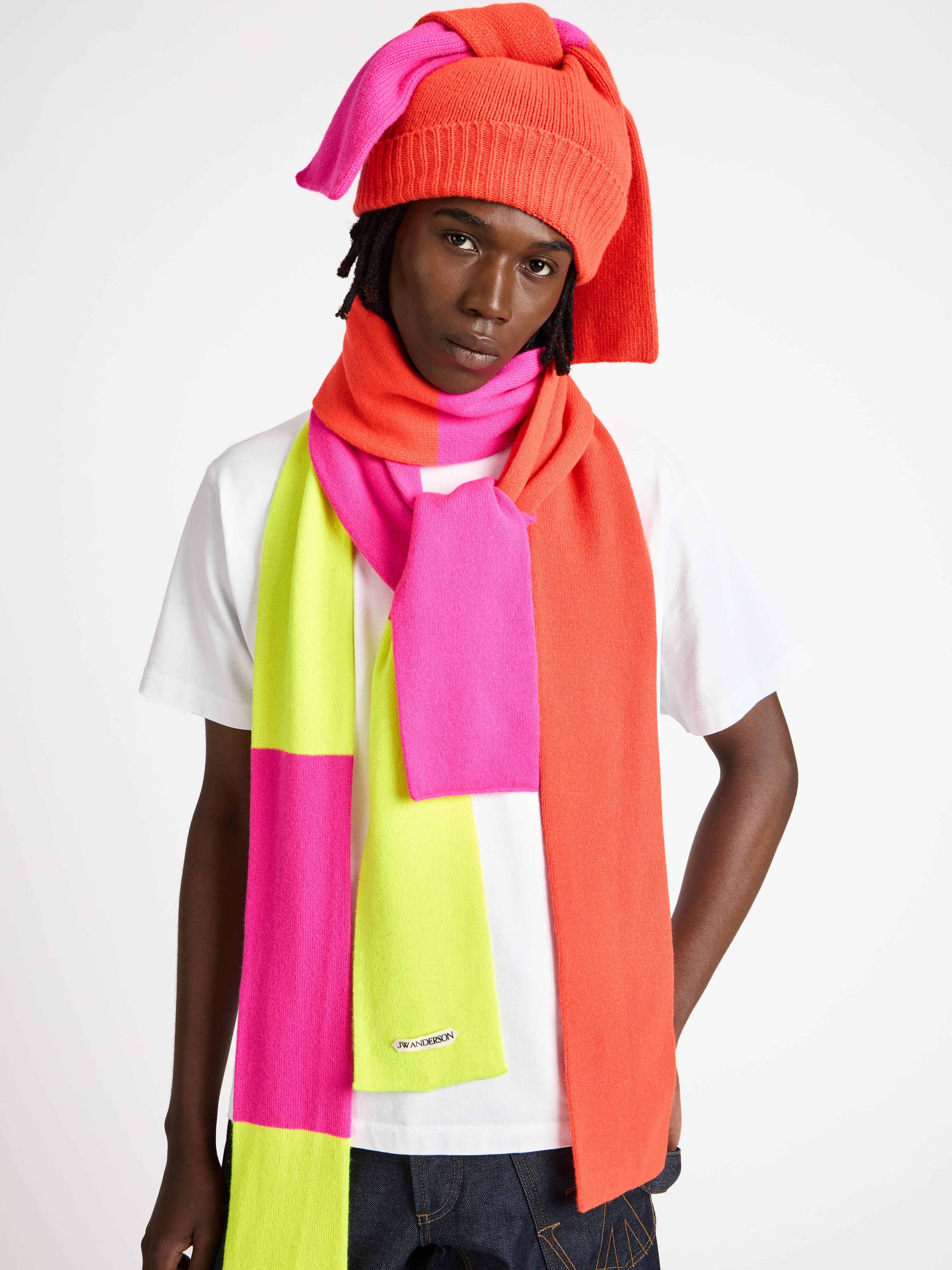 KNOTTED BEANIE HAT IN NEON ORANGE - Image 6