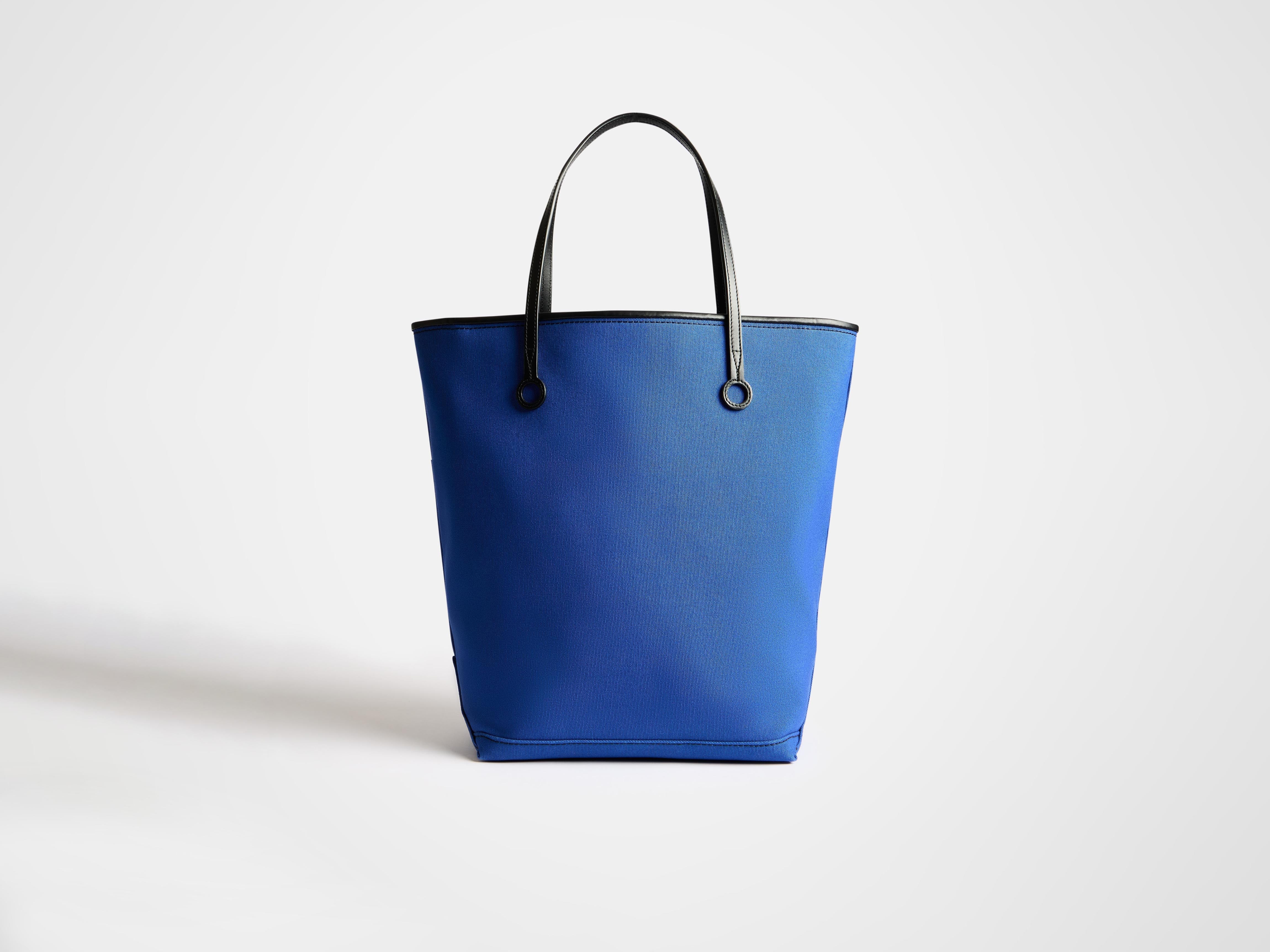 LARGE ANCHOR CANVAS & LEATHER TOTE IN BLUE - Image 4