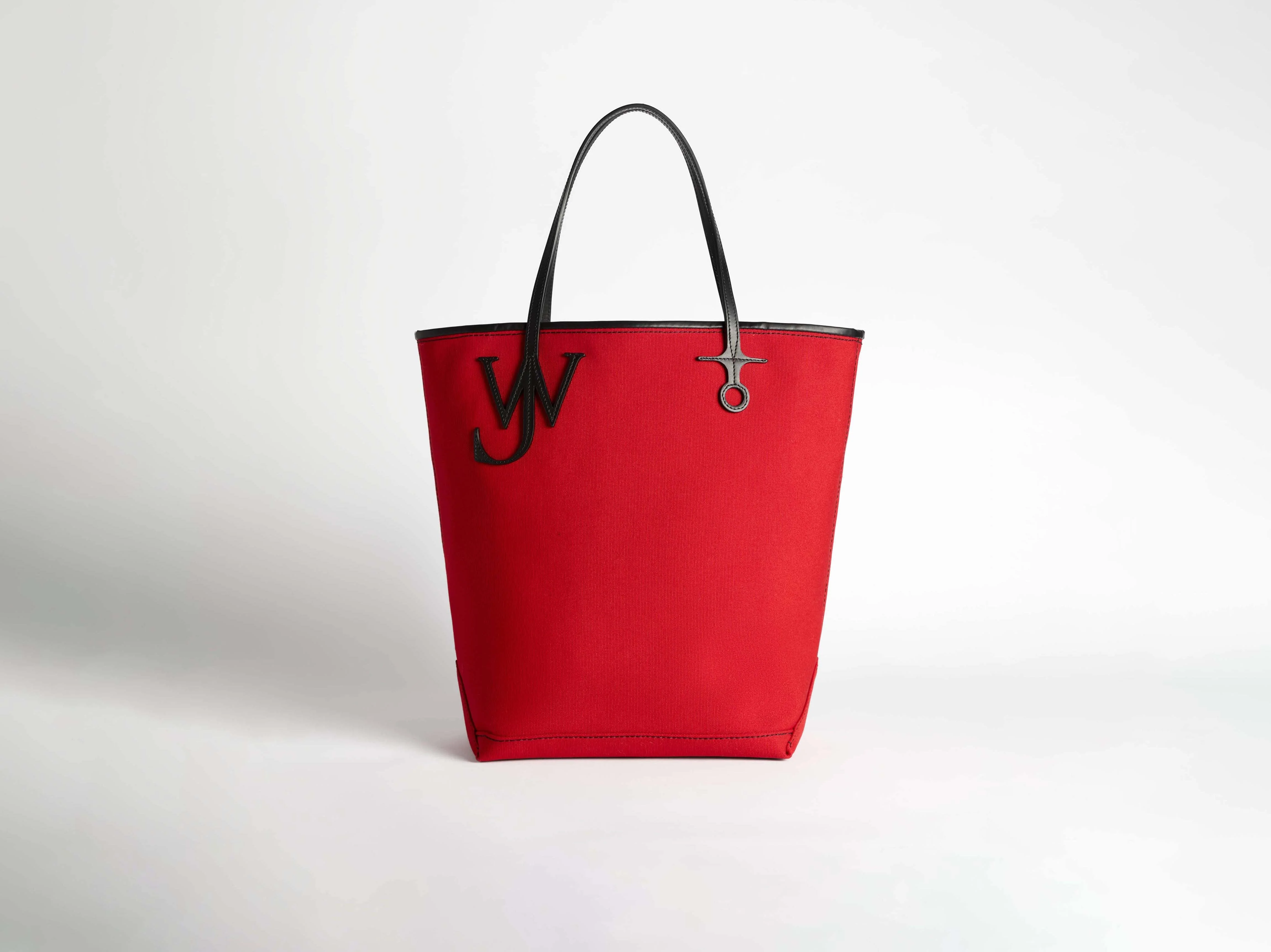 LARGE ANCHOR CANVAS & LEATHER TOTE IN RED - Image 4