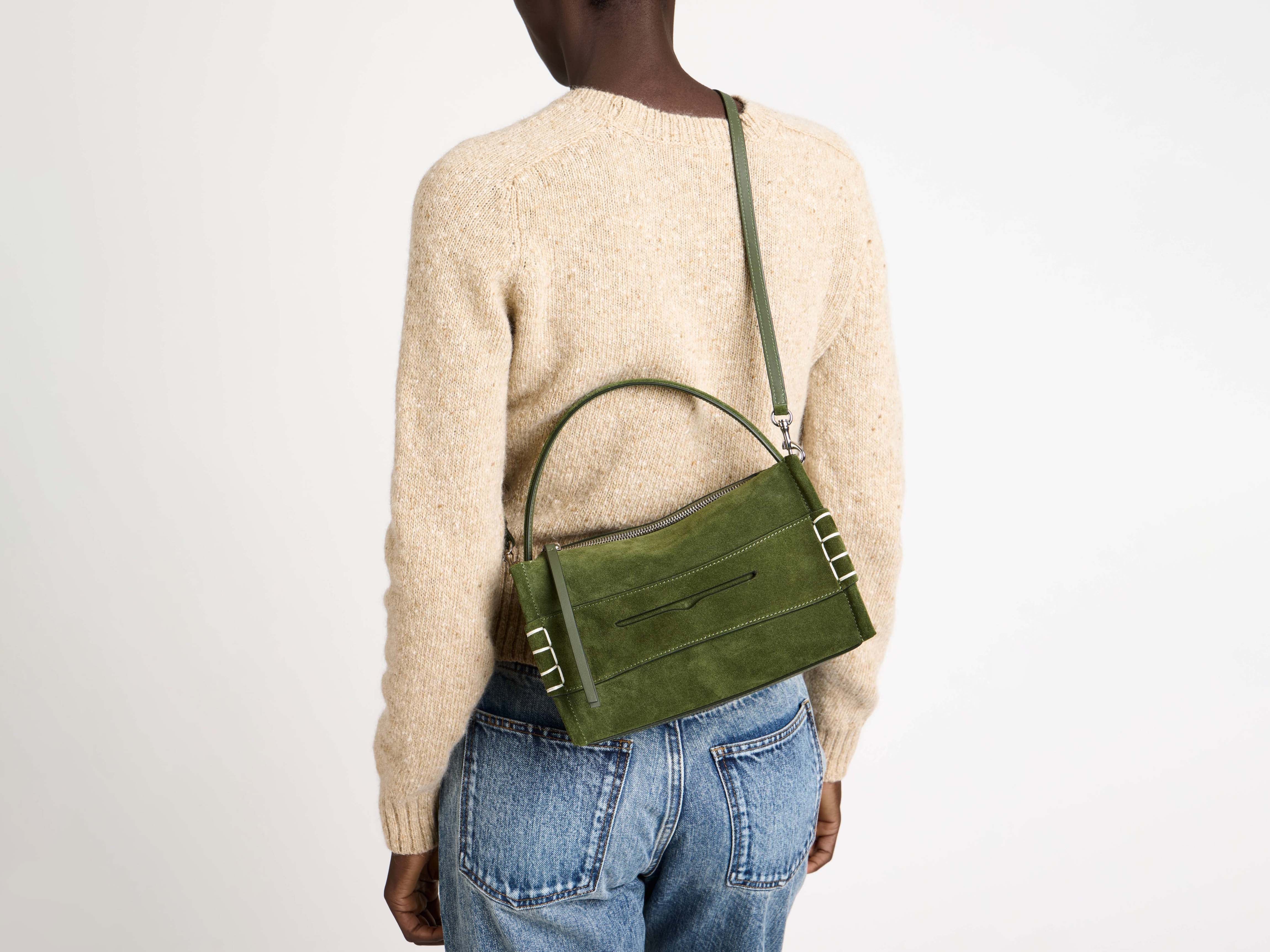 LOAFER BAG IN KHAKI SUEDE - Image 3