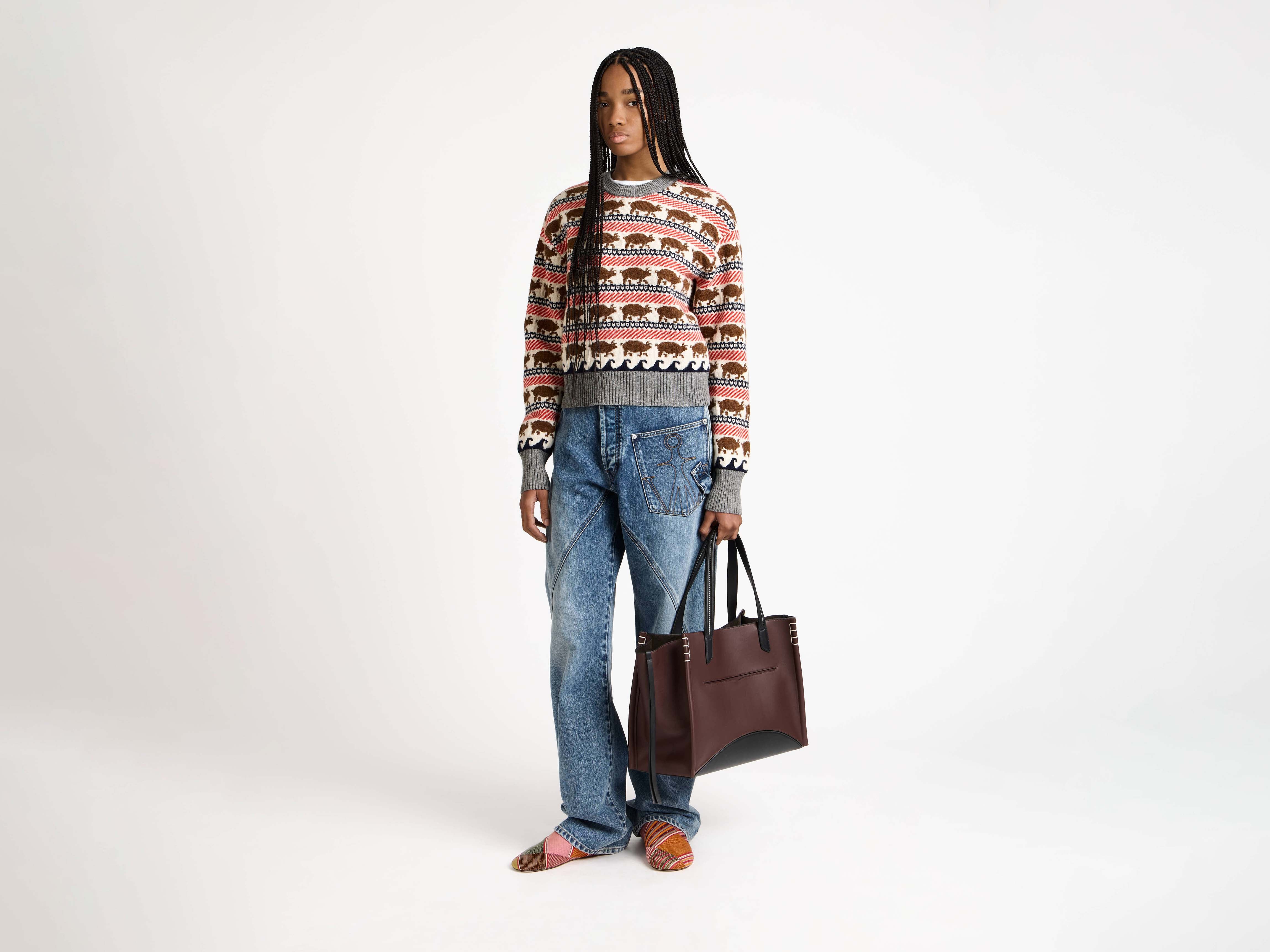 LOAFER CABAS IN BURGUNDY & BLACK - Image 3