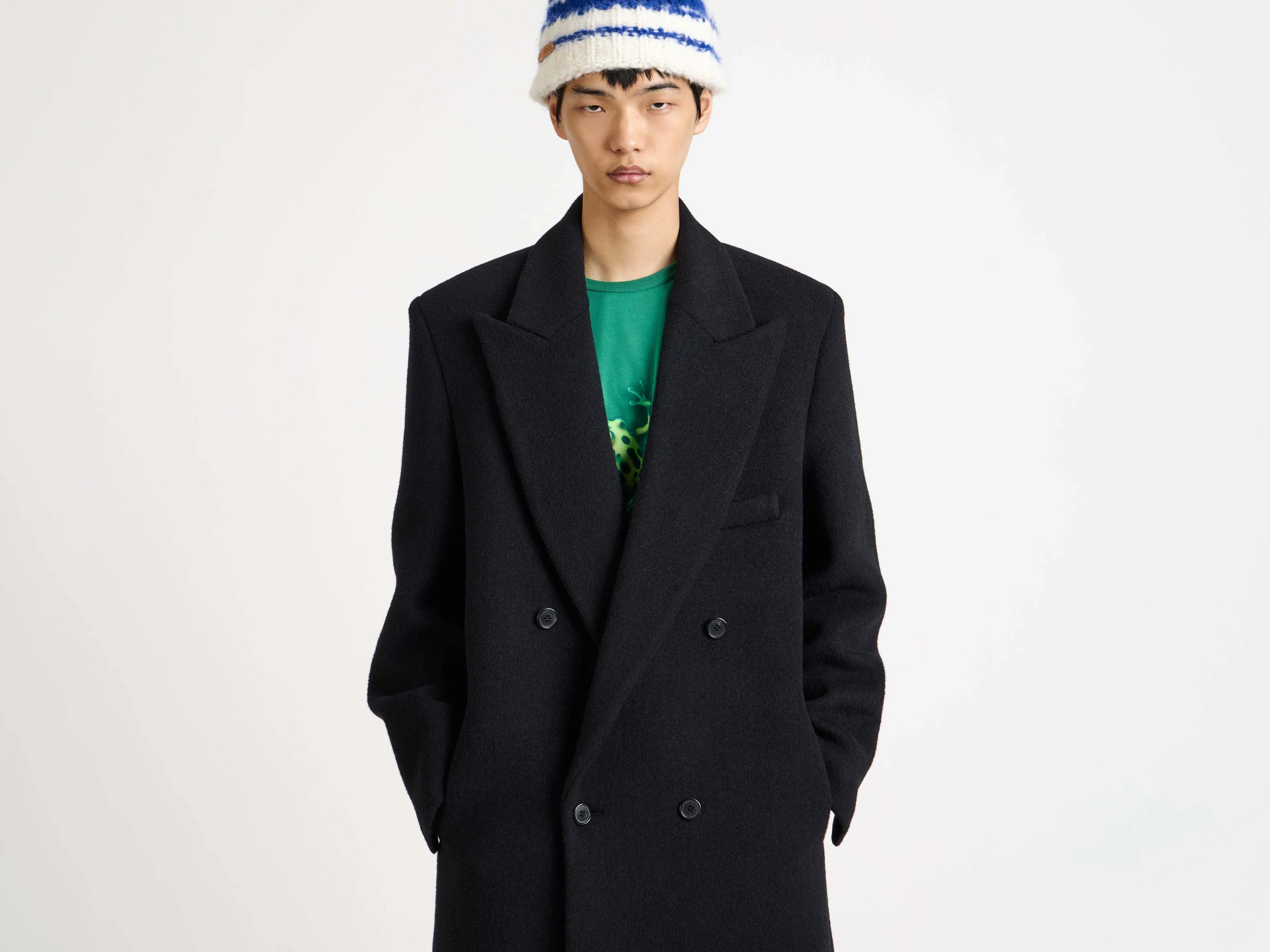 MENS DOUBLE BREASTED FORMAL COAT IN BLACK - Image 7