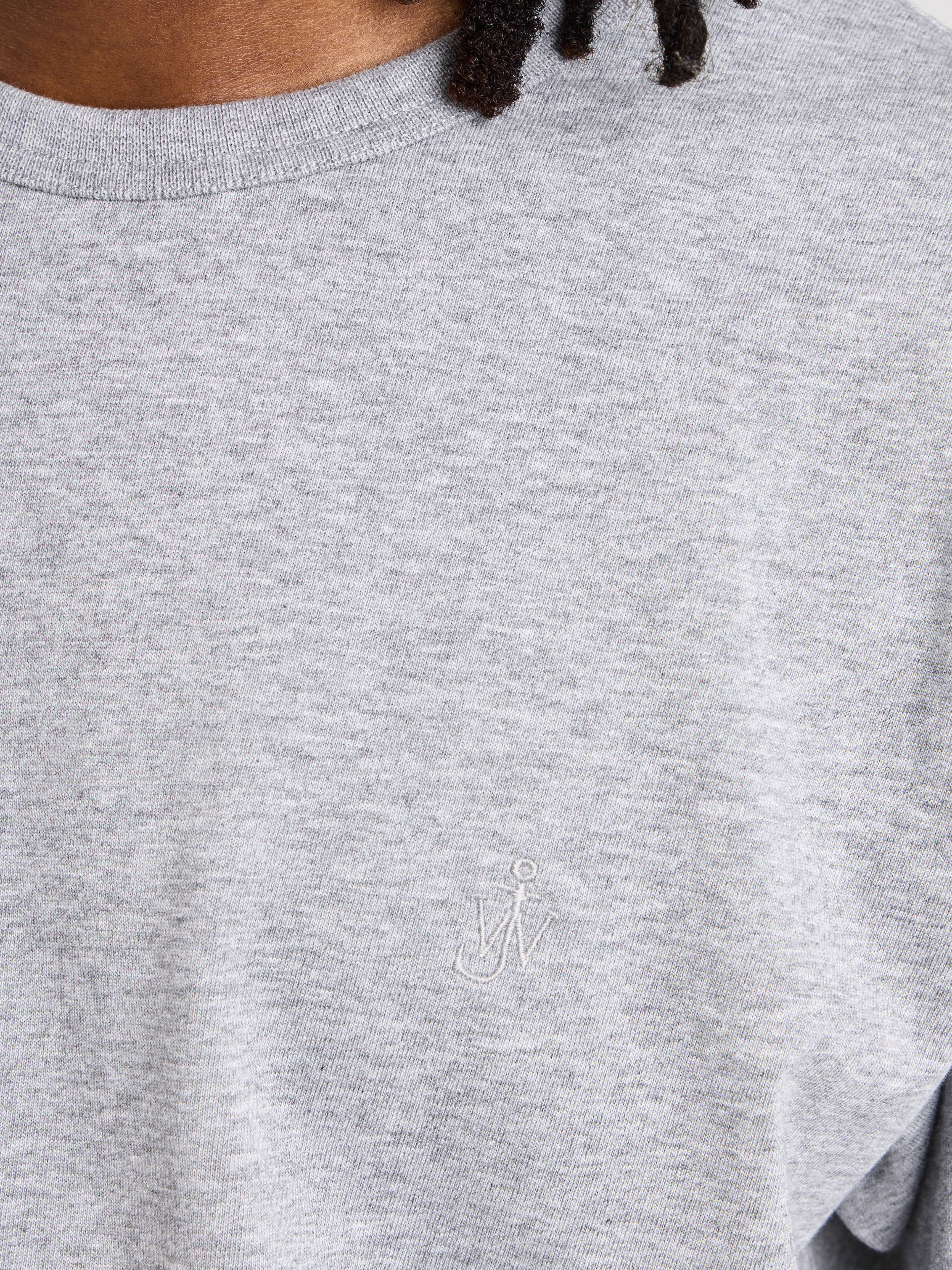 MENS EMBROIDERED ANCHOR T-SHIRT IN MID GREY MELANGE - Image 5