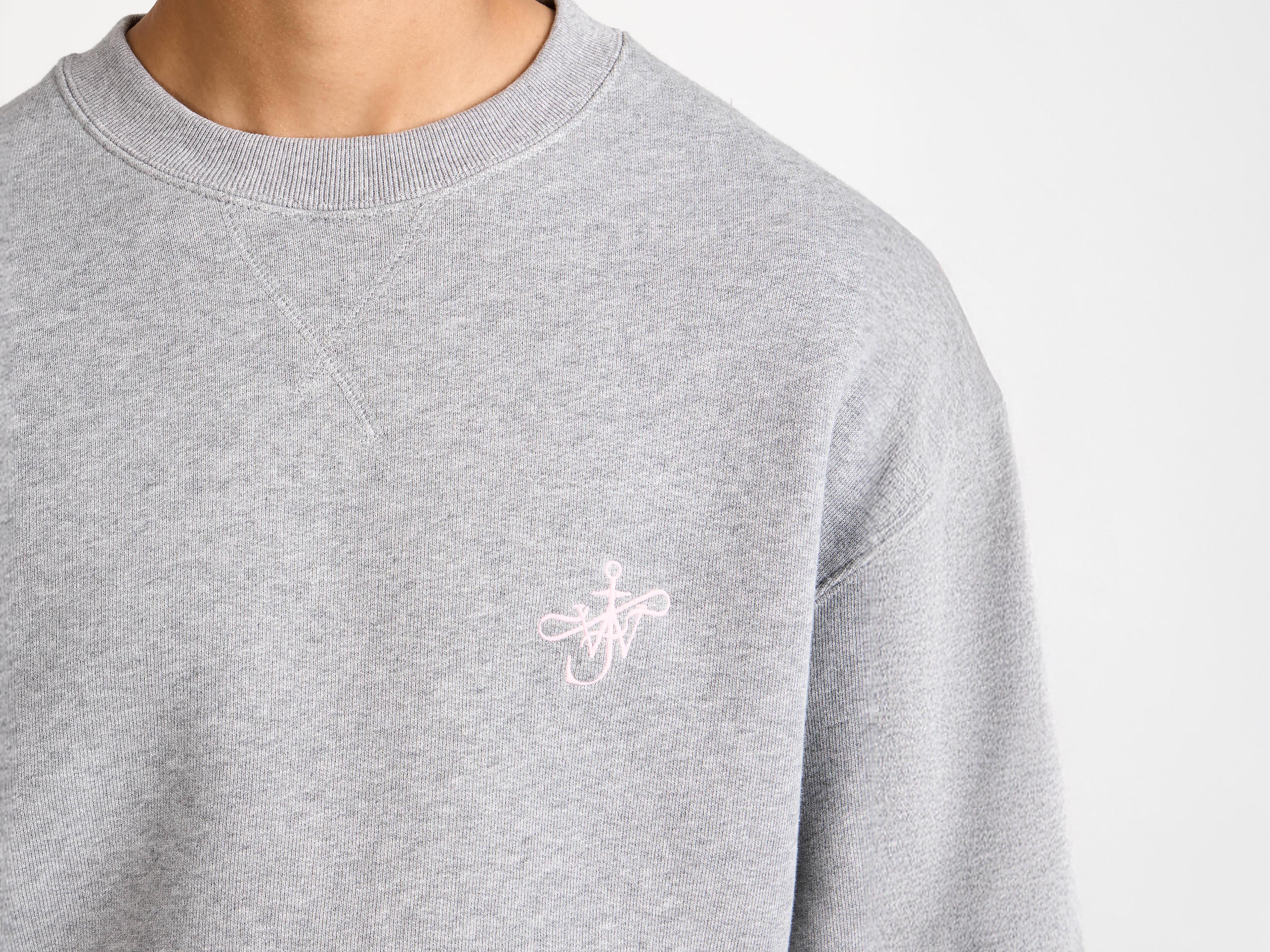 MENS RIBBON ANCHOR SWEATSHIRT IN MID GREY MELANGE - Image 4