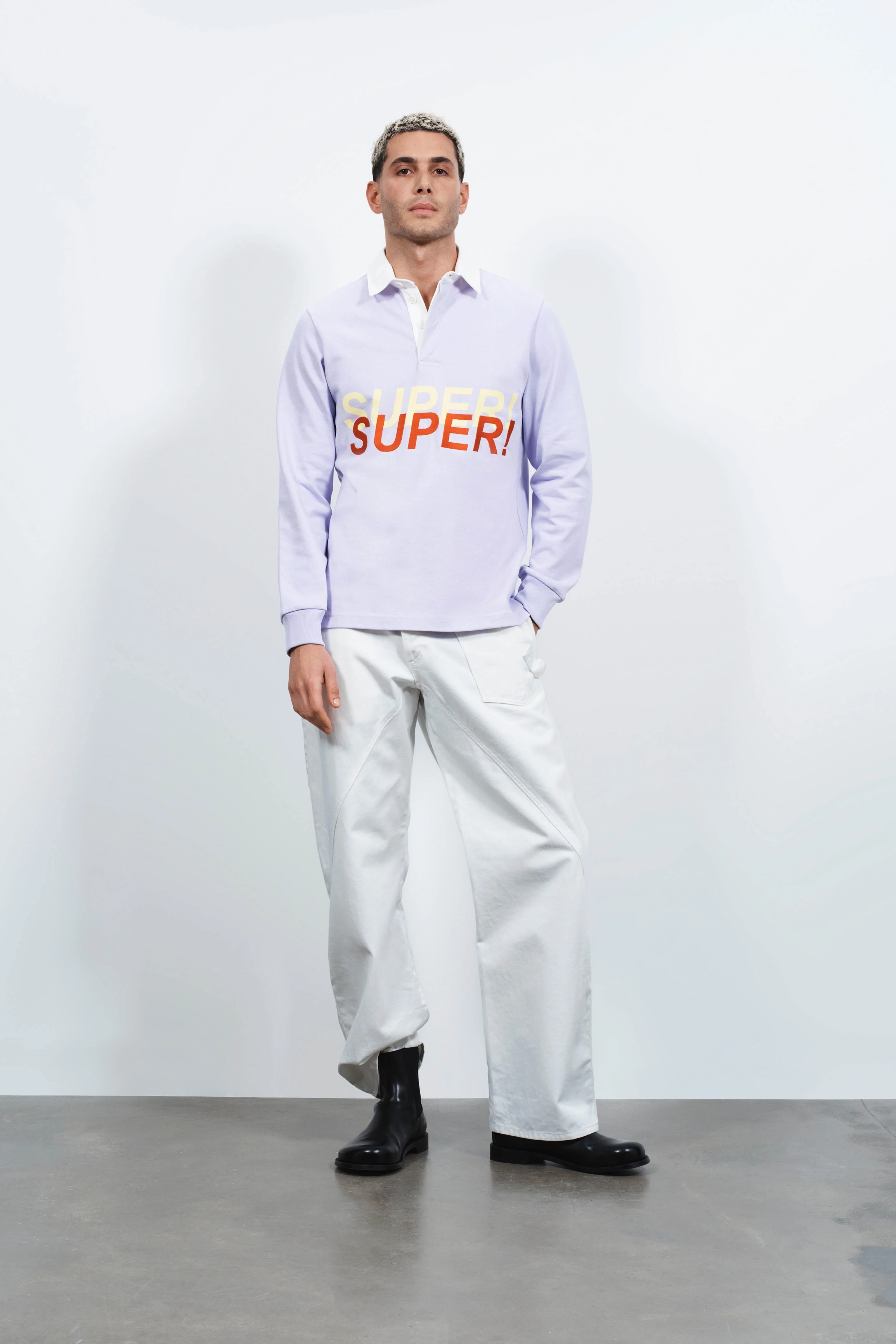 MENS 'SUPER SUPER' RUGBY POLO TOP IN PURPLE - Image 4