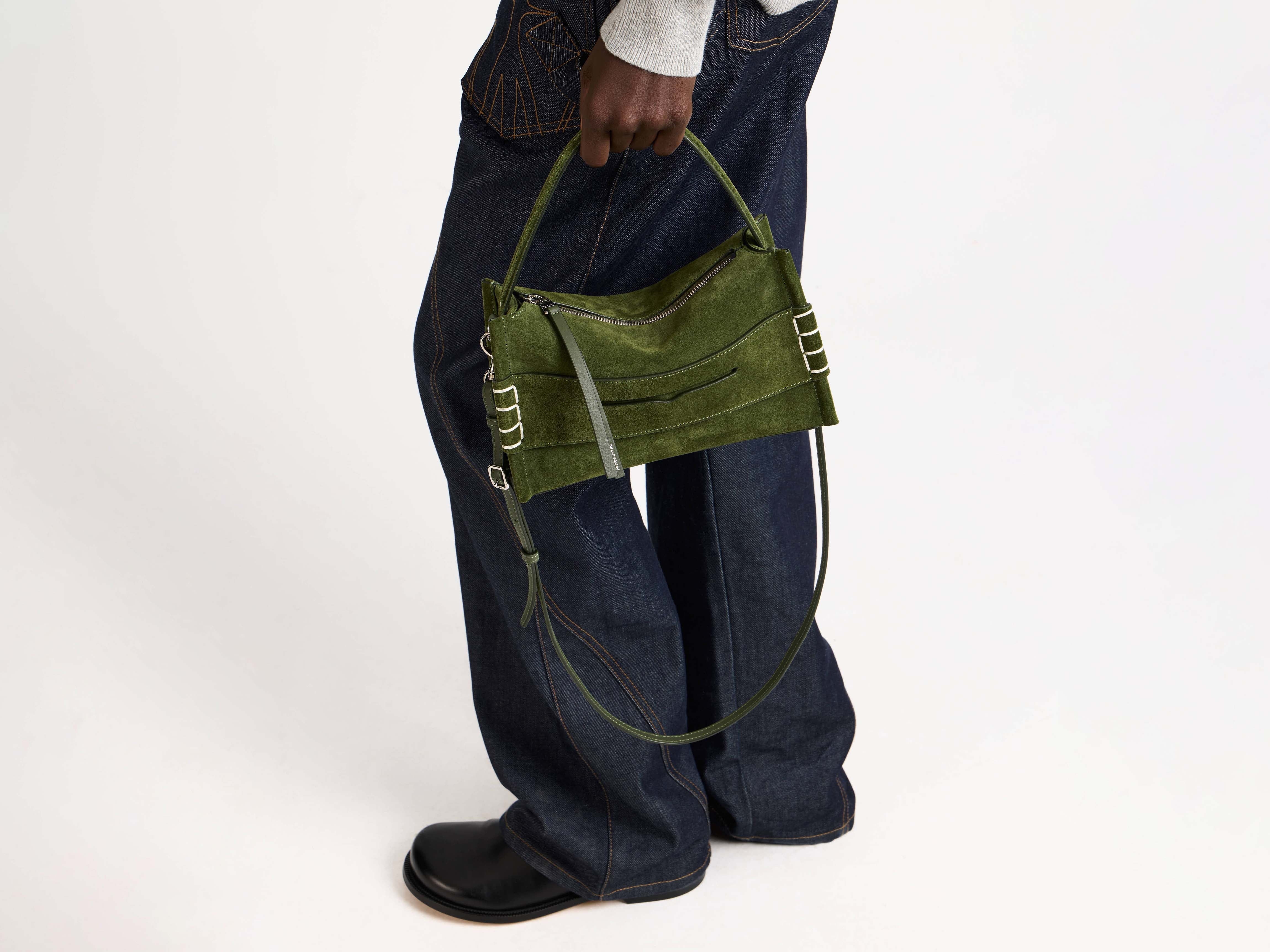 SMALL LOAFER BAG IN KHAKI SUEDE - Image 4