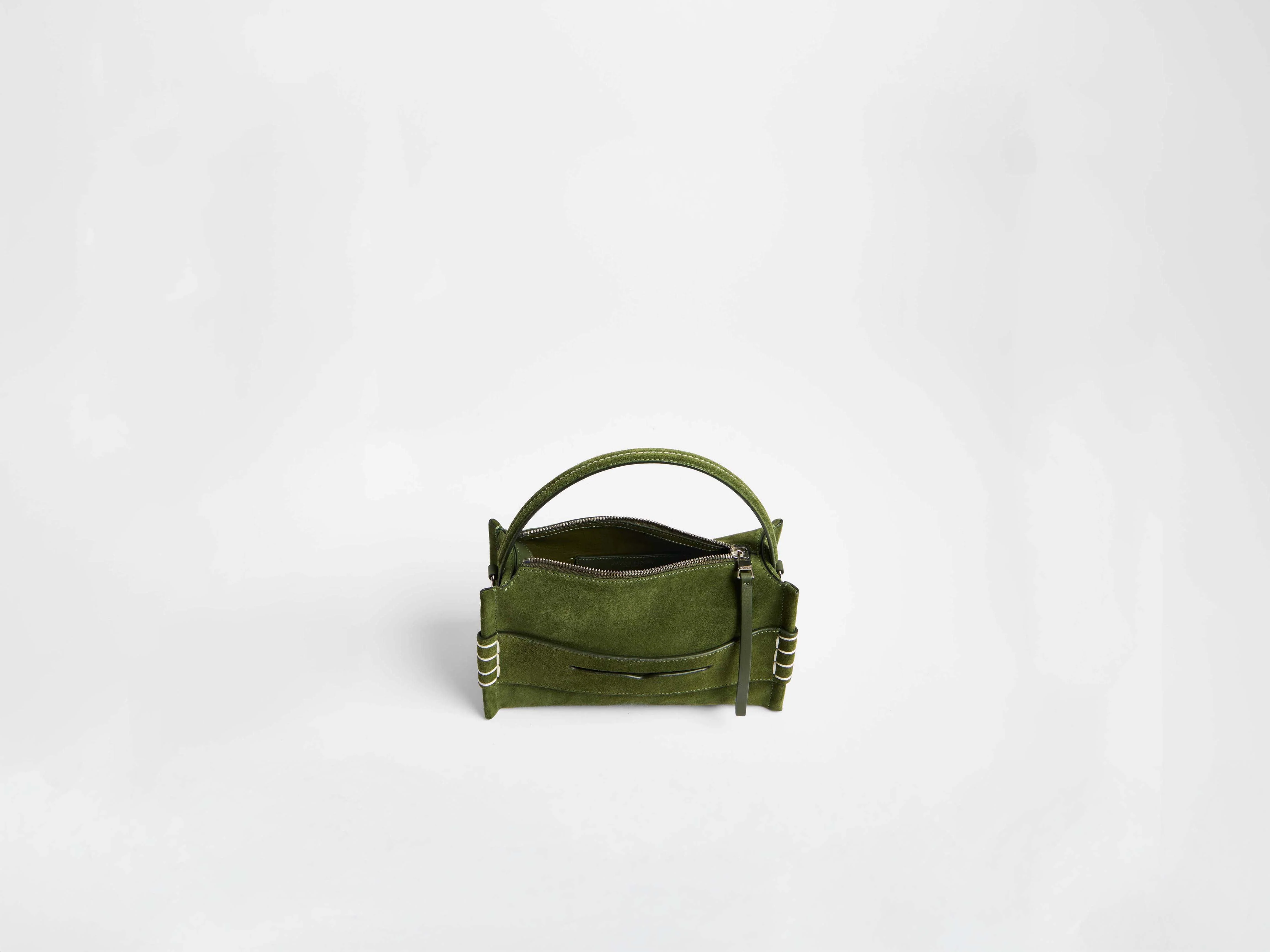 SMALL LOAFER BAG IN KHAKI SUEDE - Image 8