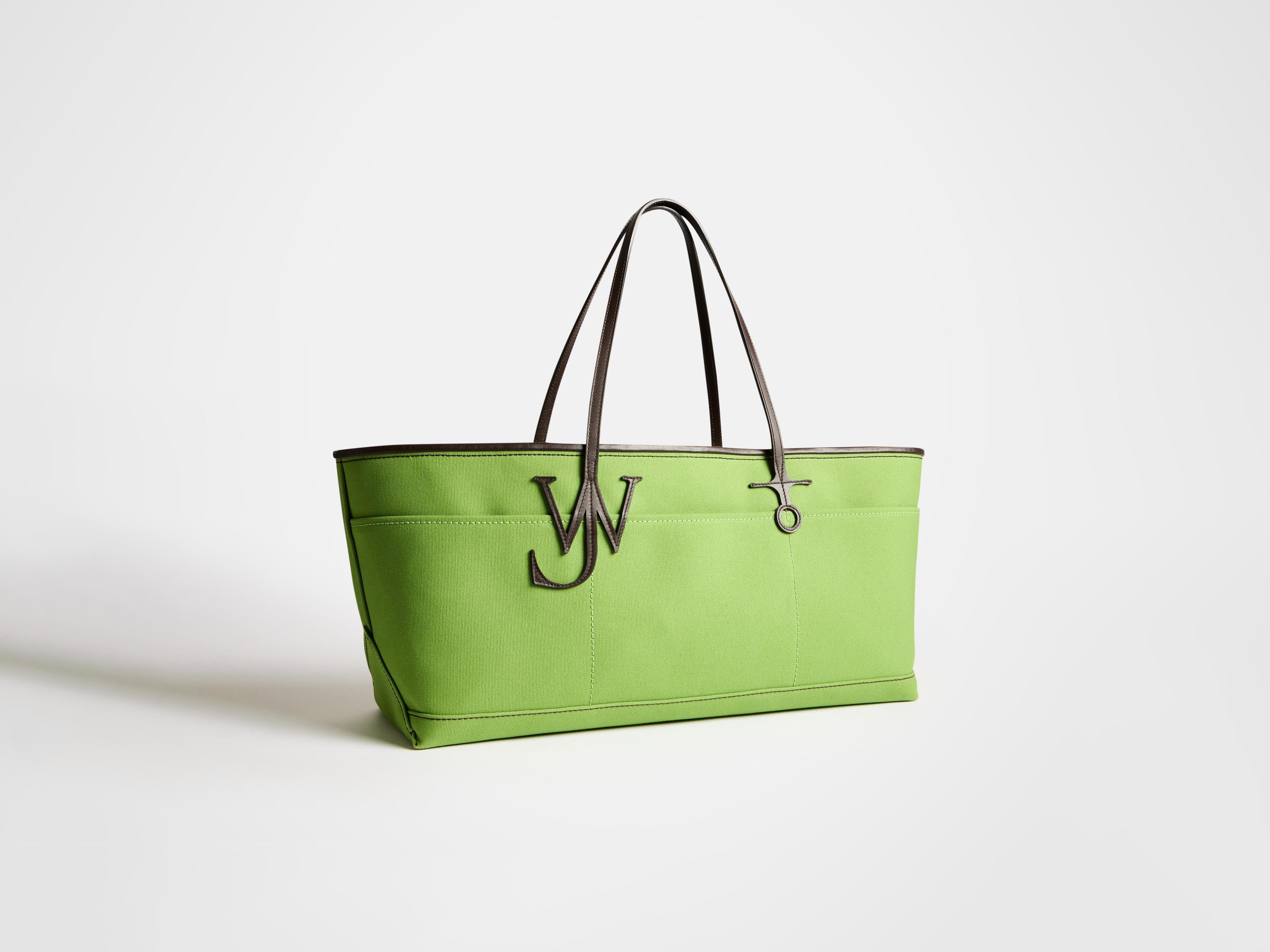 STRETCH ANCHOR CANVAS & LEATHER TOTE IN GREEN - Image 3