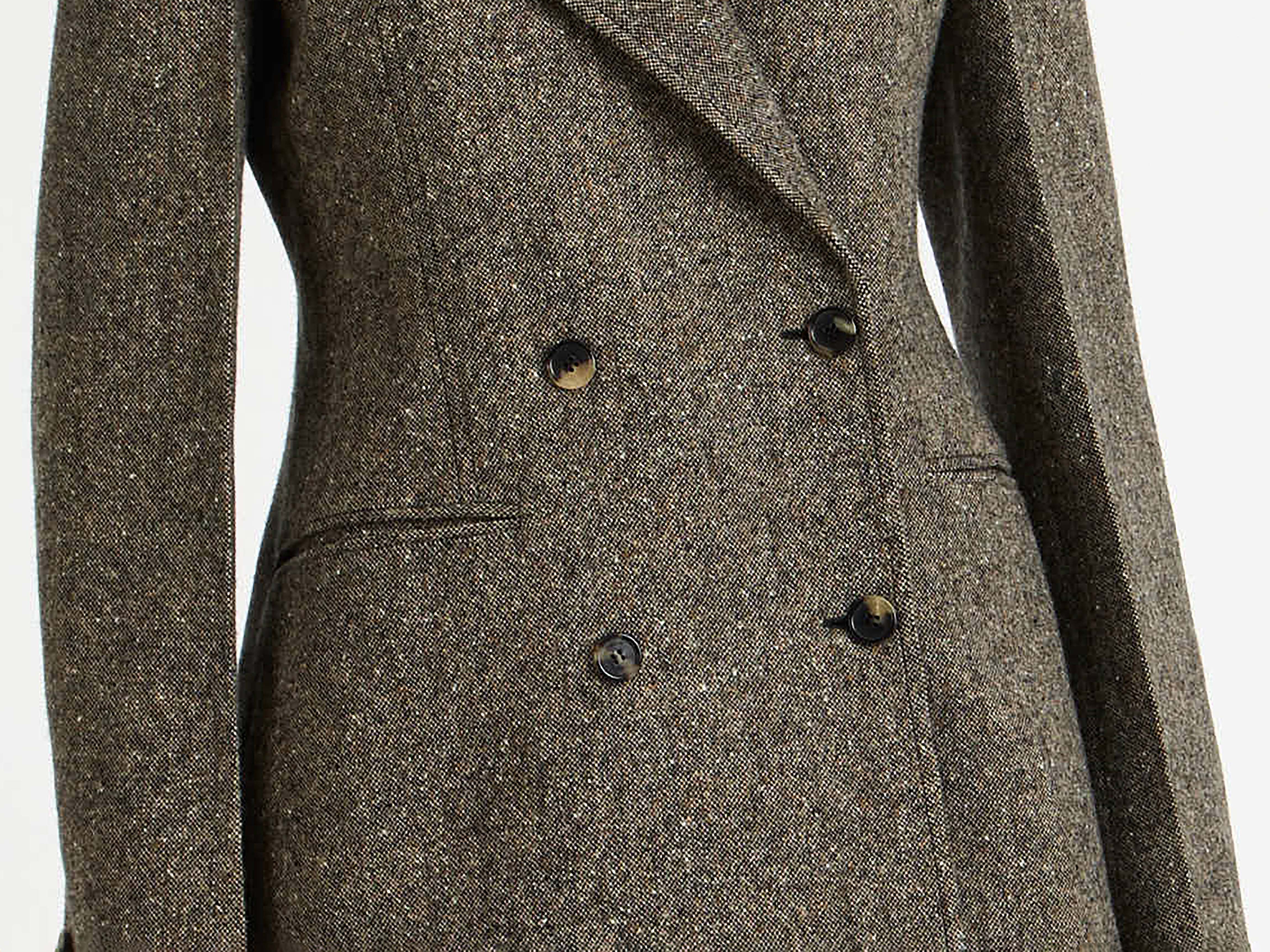 WOMENS FITTED WAIST TAILORED JACKET IN BEIGE & BLACK - Image 4