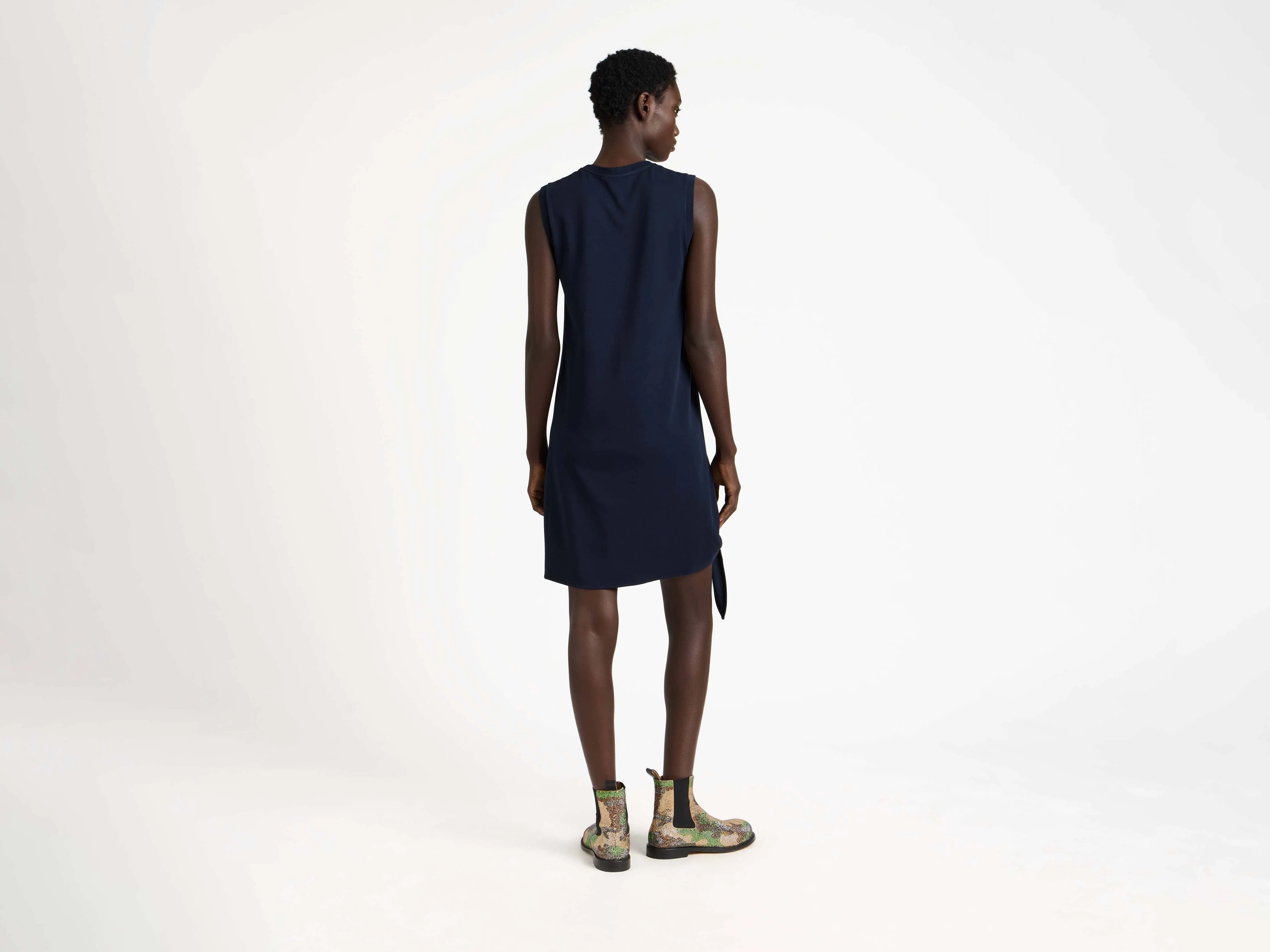 WOMENS HEM KNOT DRESS IN KHAKI - Image 4