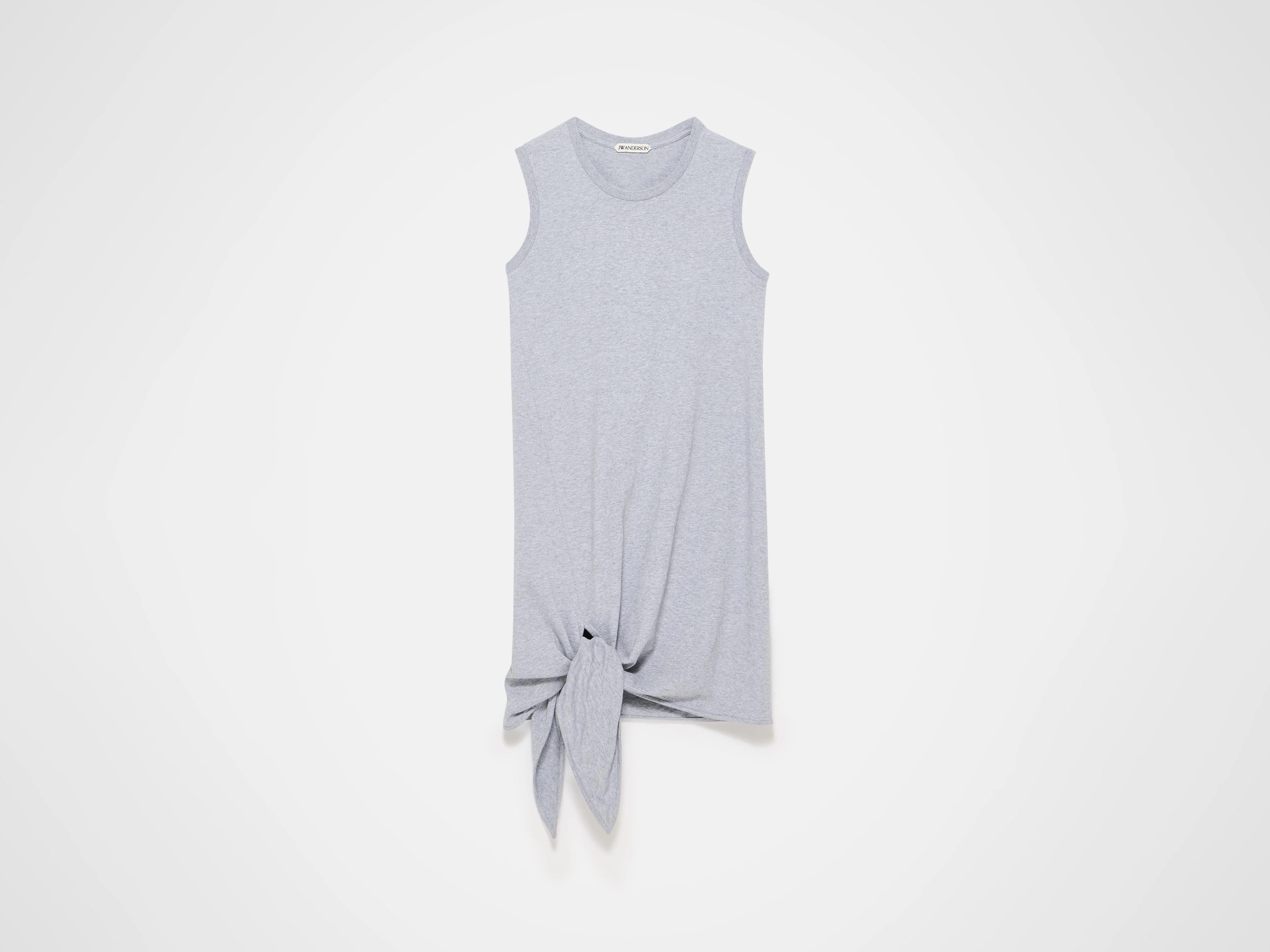 WOMENS HEM KNOT DRESS IN MID GREY MELANGE - Image 5