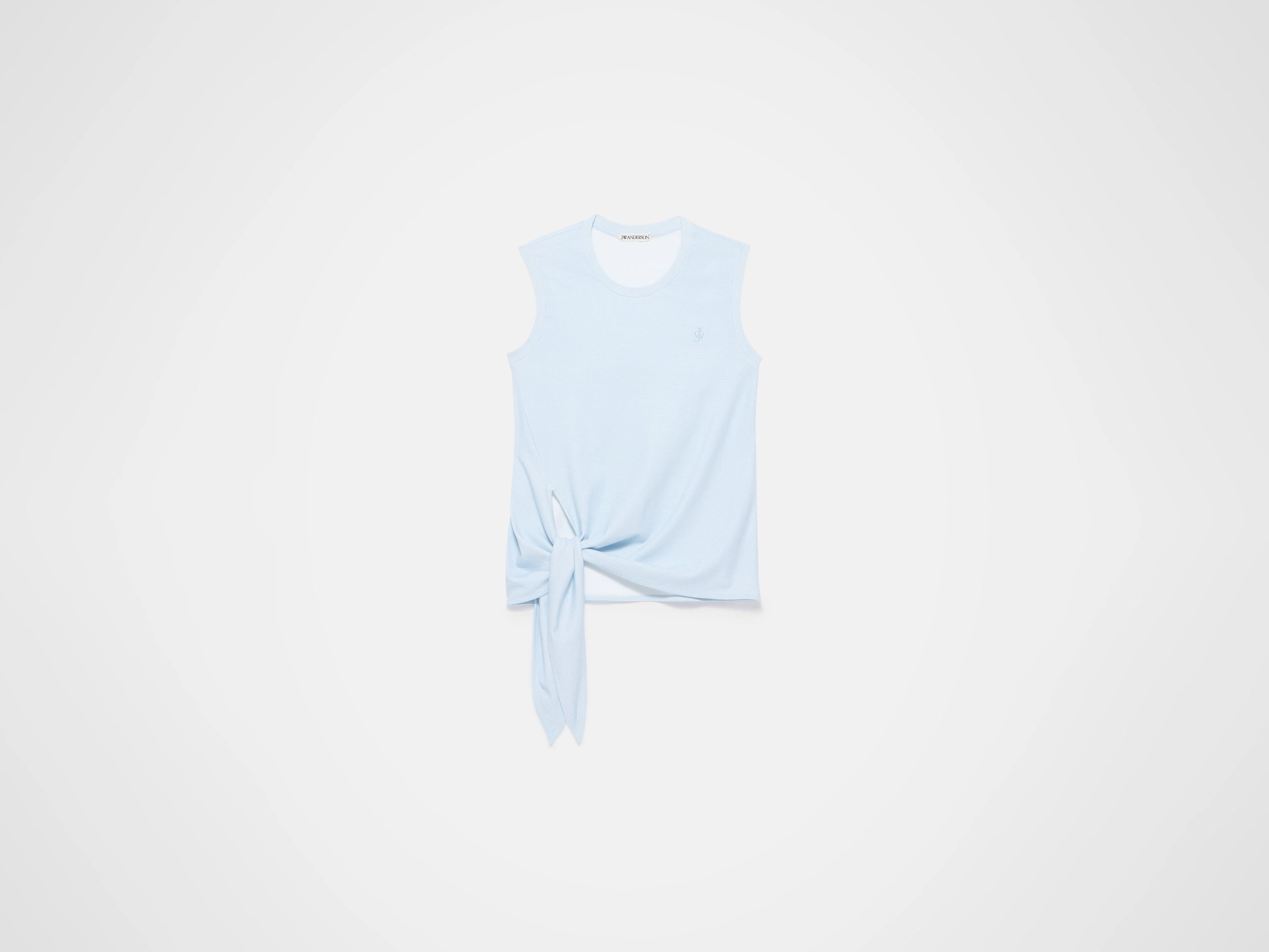 WOMENS HEM KNOT TANK TOP IN WHITE & BLUE - Image 6