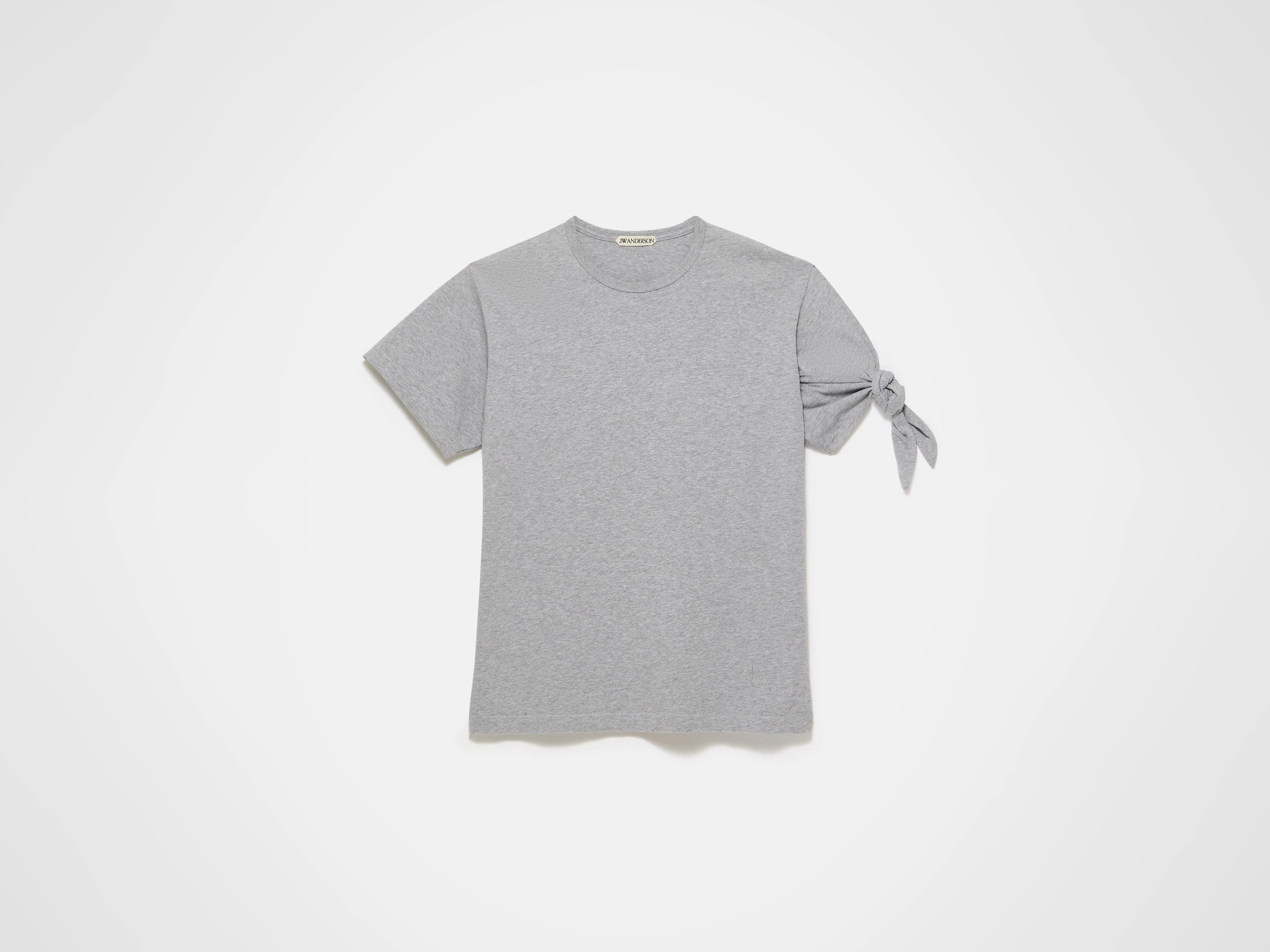 WOMENS KNOTTED SLEEVE T-SHIRT IN MID GREY MELANGE - Image 6