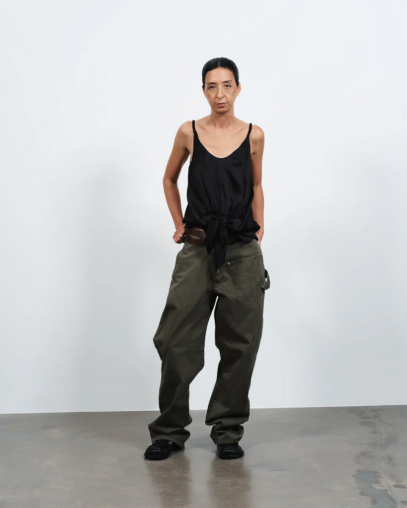 WOMENS KNOTTED WAIST CAMI TOP IN BLACK - Image 4