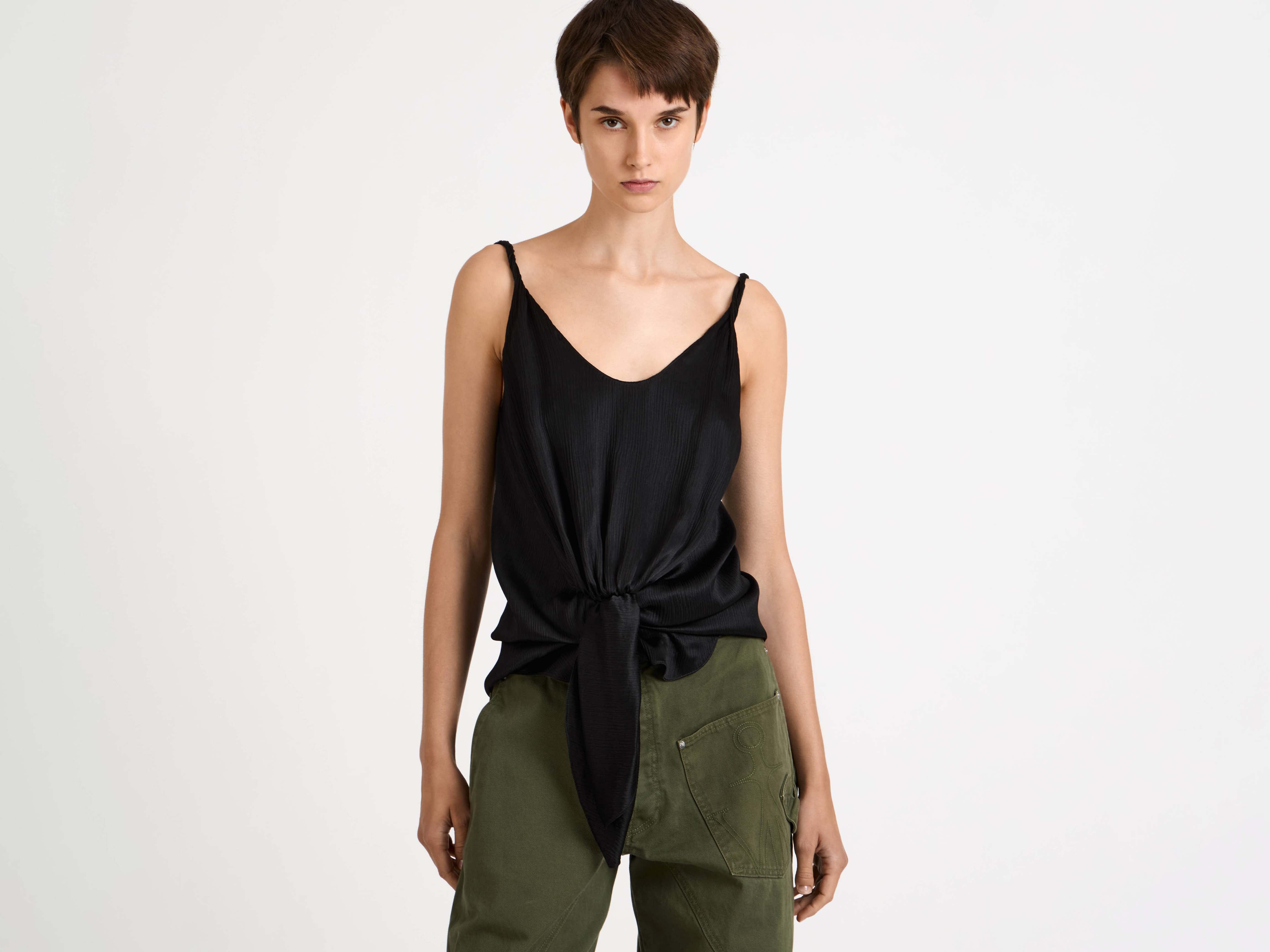 WOMENS KNOTTED WAIST CAMI TOP IN BLACK - Image 5