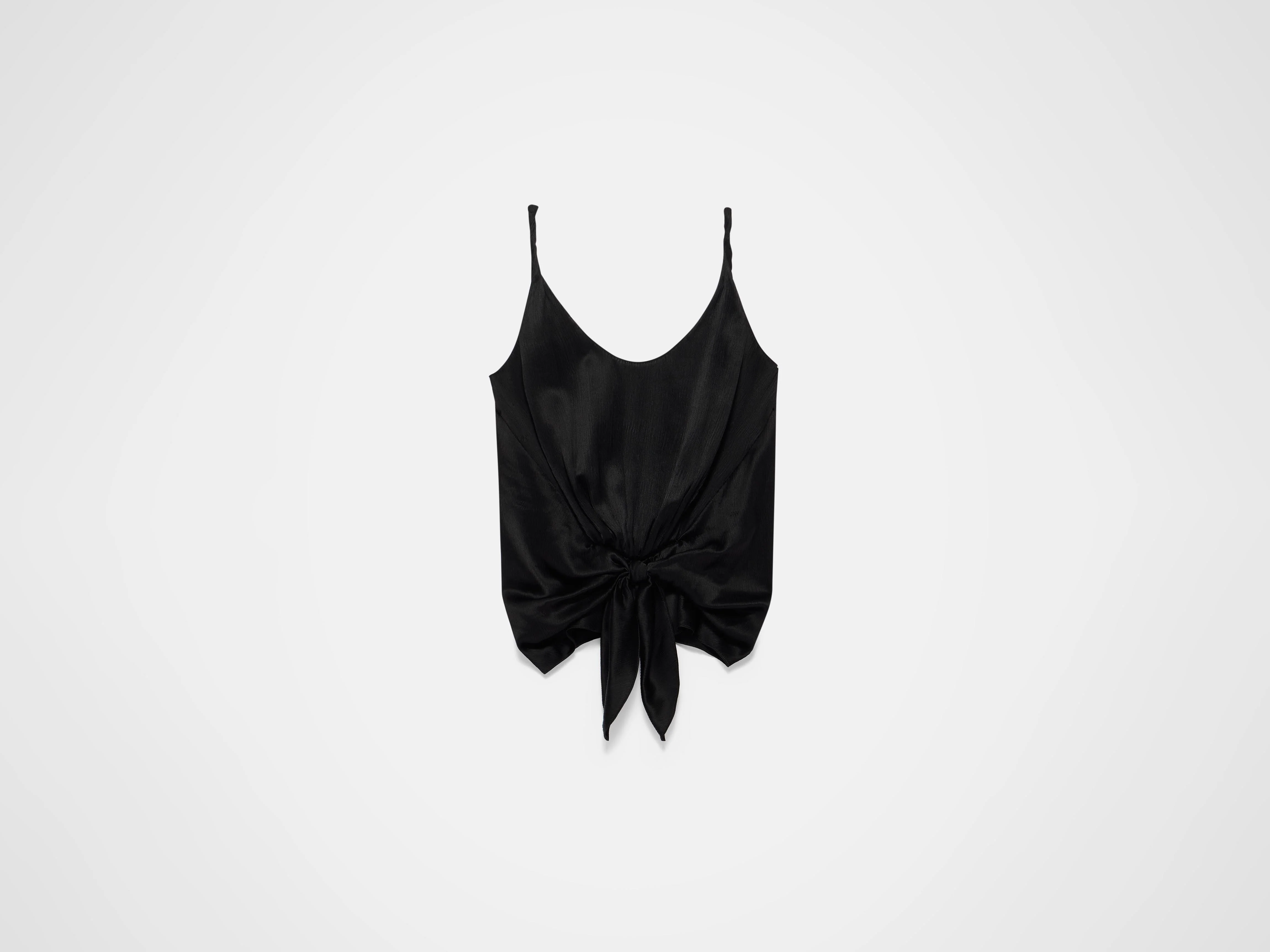 WOMENS KNOTTED WAIST CAMI TOP IN BLACK - Image 7