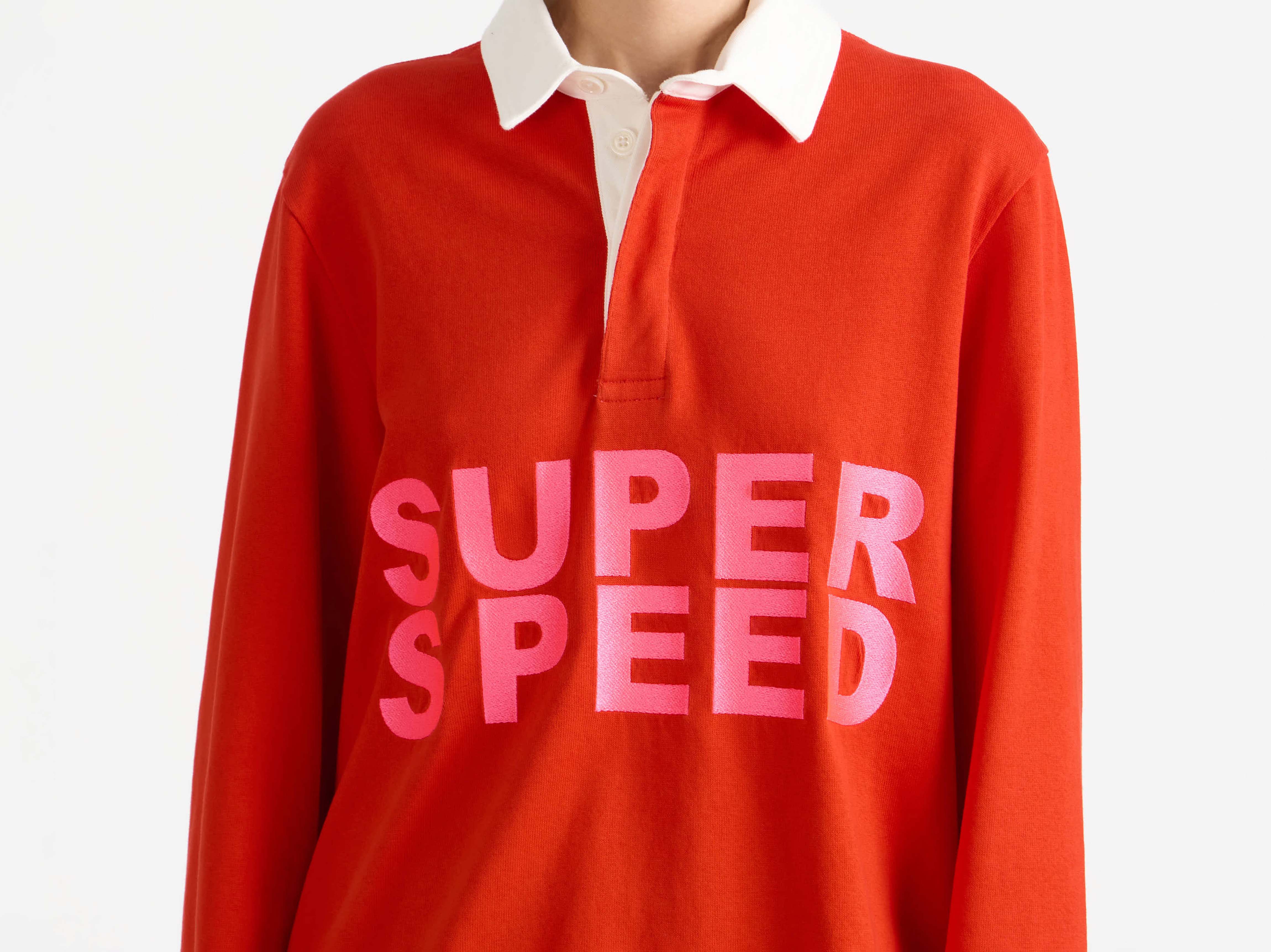 WOMENS 'SUPER SPEED' RUGBY POLO TOP IN BRIGHT RED - Image 3