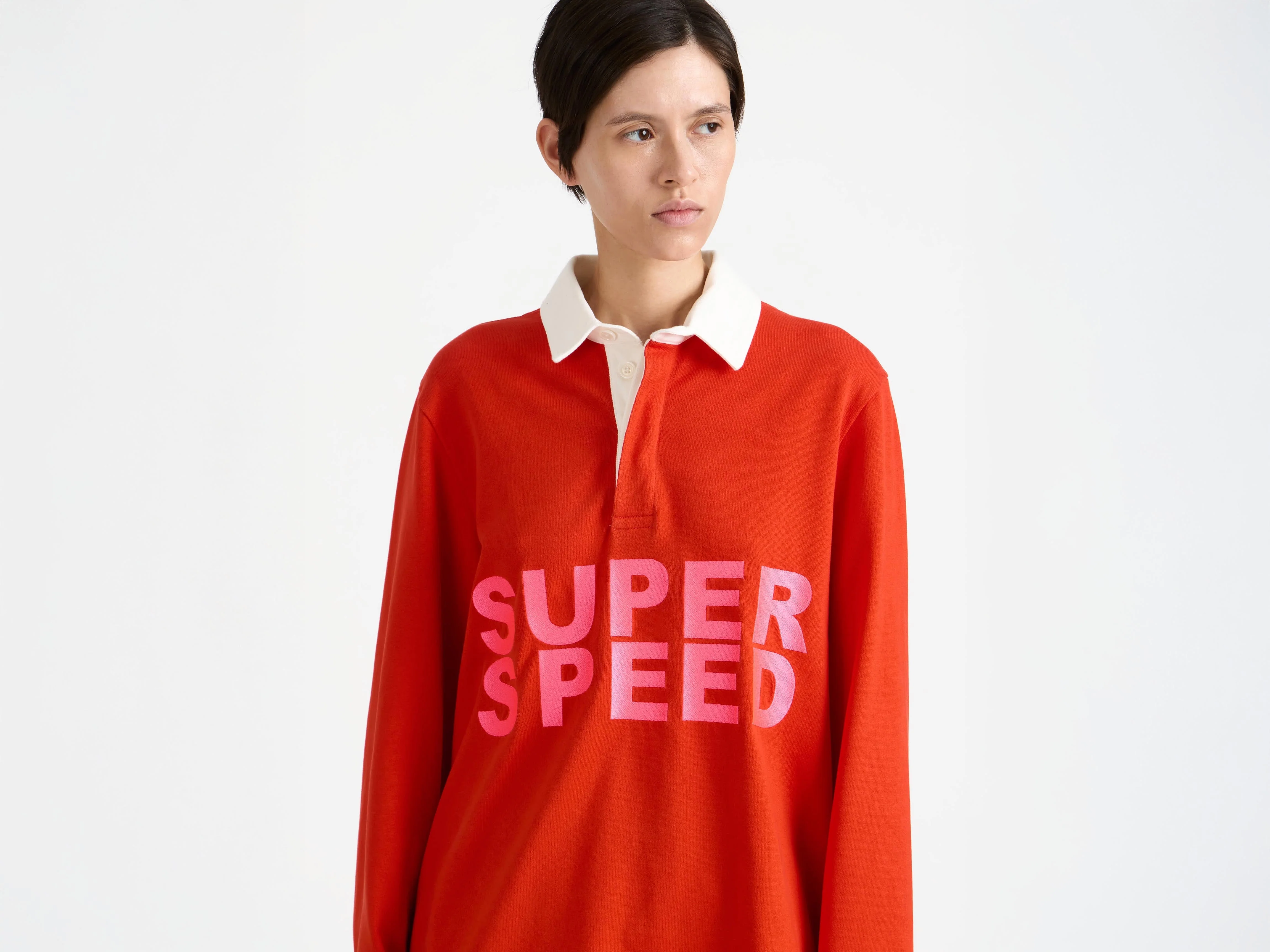 WOMENS 'SUPER SPEED' RUGBY POLO TOP IN BRIGHT RED - Image 4